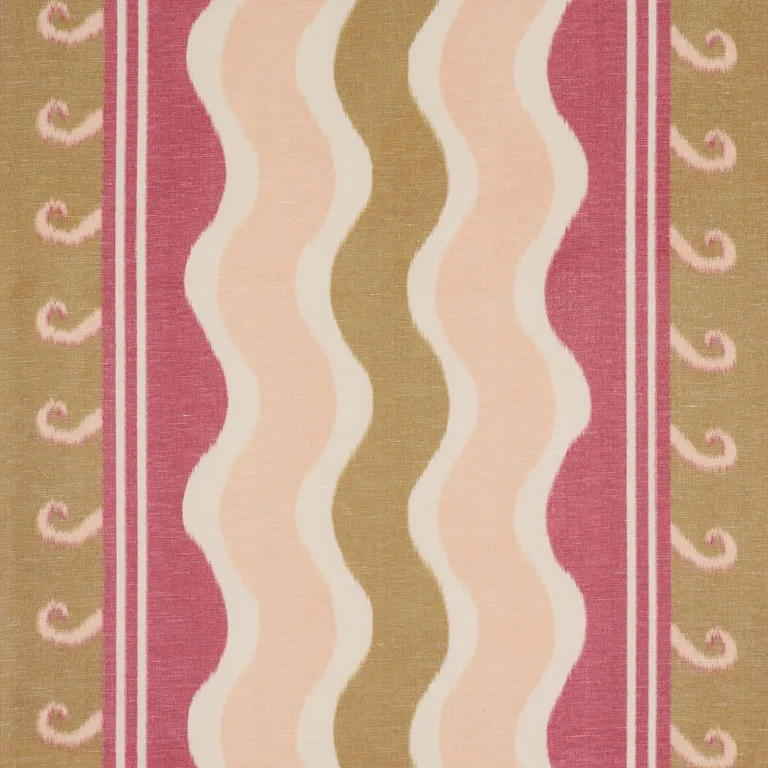 Schumacher 182631 Roman Reverie Gold & Rose fabric swatch