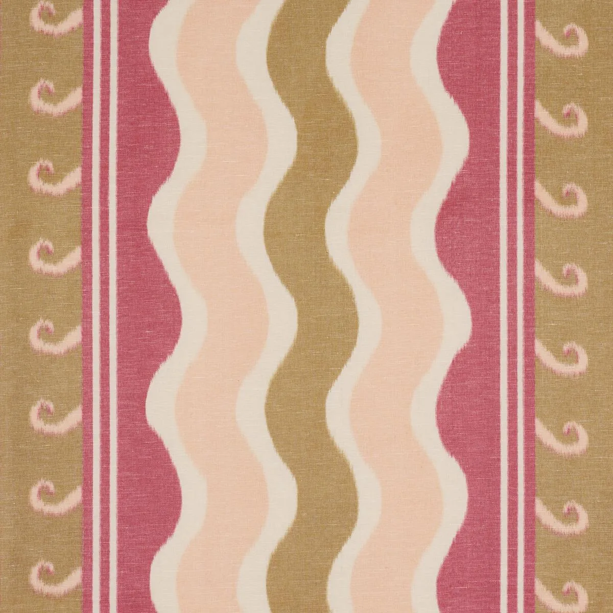 Schumacher 182631 Roman Reverie Gold & Rose fabric swatch