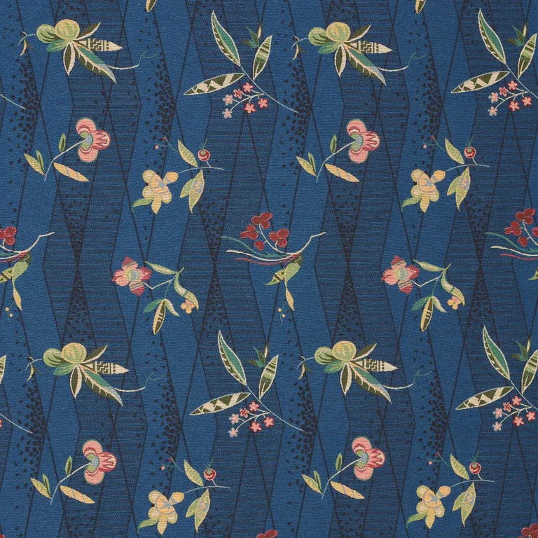 Schumacher 83141 Romola Floral Cadet fabric swatch