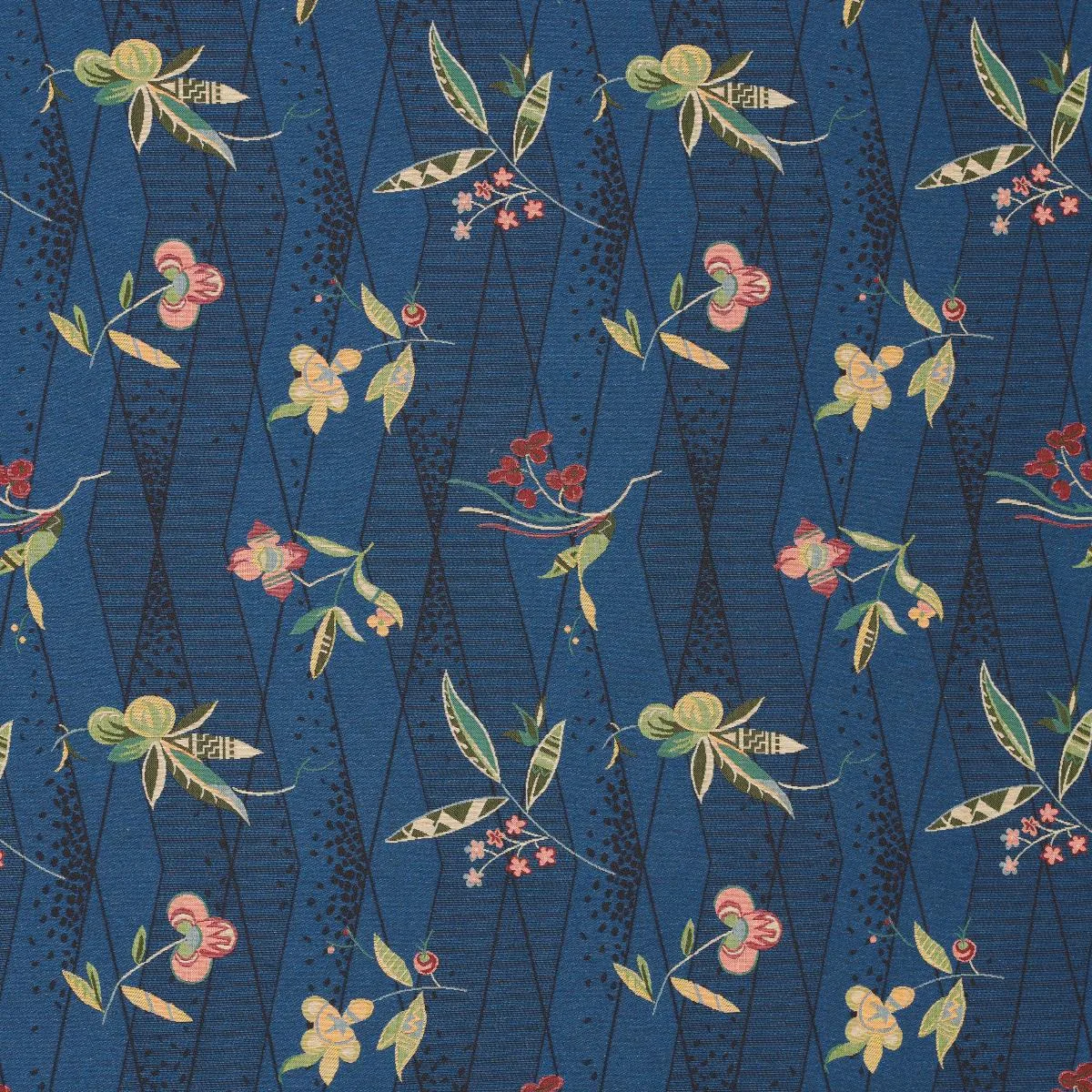 Schumacher 83141 Romola Floral Cadet fabric swatch