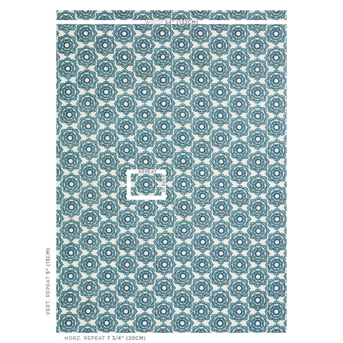 Schumacher 179290 Rose Hand Block Print Blue fabric swatch