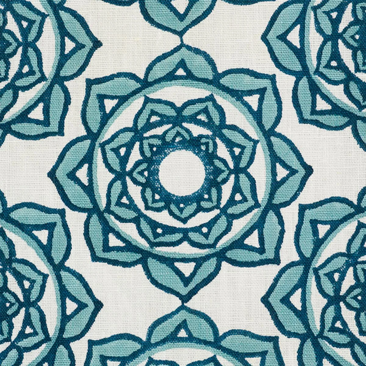 Schumacher 179290 Rose Hand Block Print Blue fabric swatch