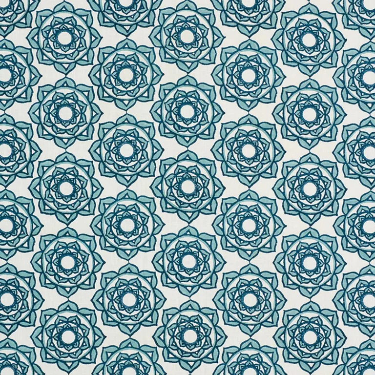Schumacher 179290 Rose Hand Block Print Blue fabric swatch