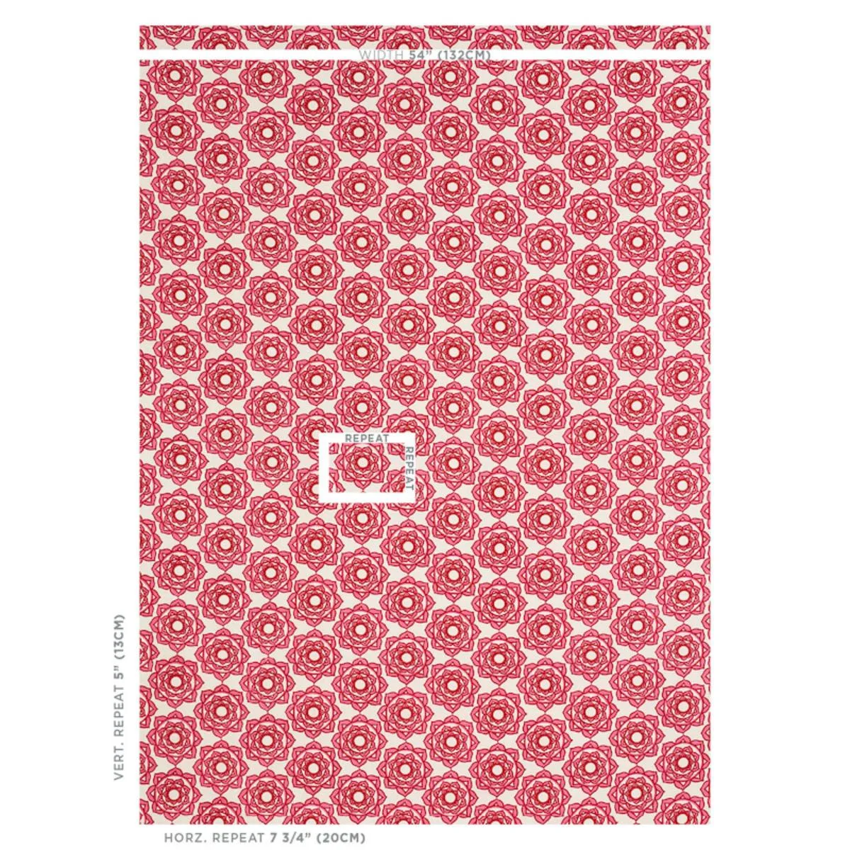Schumacher 179291 Rose Hand Block Print Pink fabric swatch