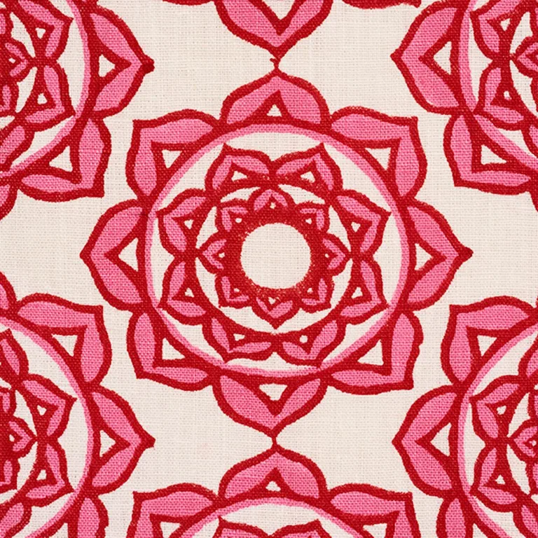 Schumacher 179291 Rose Hand Block Print Pink fabric swatch