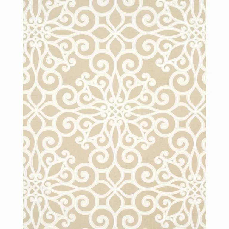Schumacher 174561 Rosegate Embroidered Print Flax fabric swatch