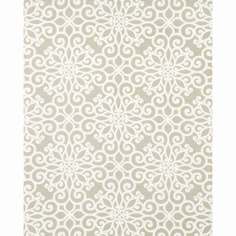 Schumacher 174562 Rosegate Embroidered Print Pumice fabric swatch