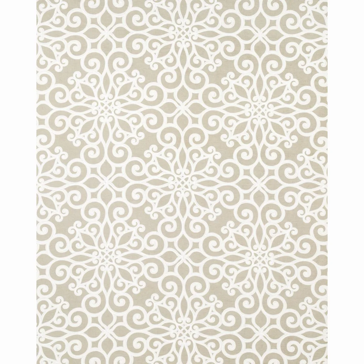 Schumacher 174562 Rosegate Embroidered Print Pumice fabric swatch