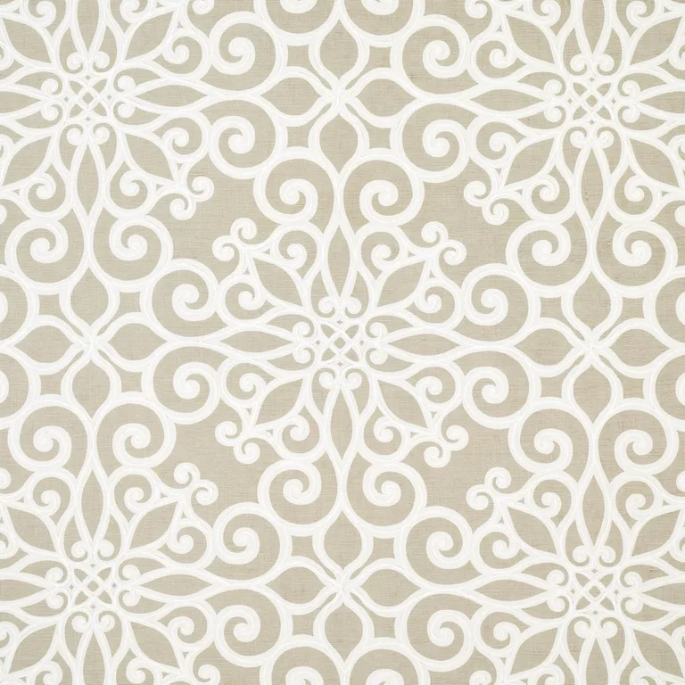 Schumacher 174562 Rosegate Embroidered Print Pumice fabric swatch
