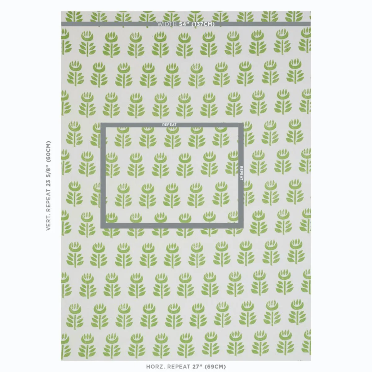 Schumacher 179400 Rosenborg Hand Print Green fabric swatch