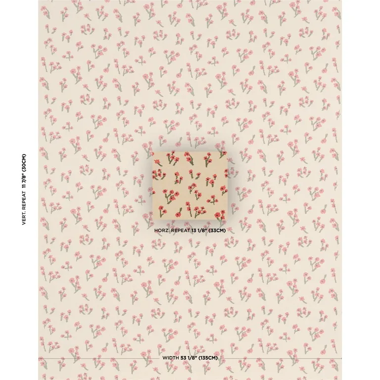 Schumacher 85901 Rosie Posy Red fabric swatch