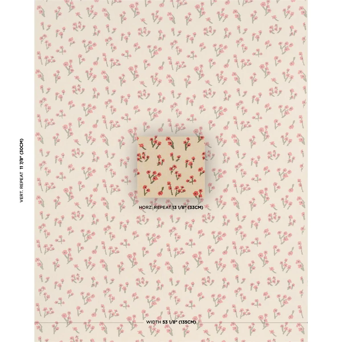 Schumacher 85901 Rosie Posy Red fabric swatch