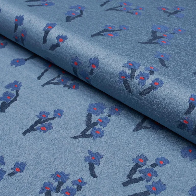 Schumacher 85892 Rosie Posy Woven Blue fabric swatch
