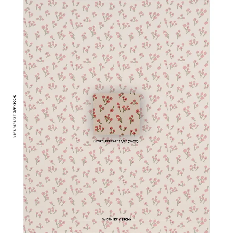 Schumacher 85890 Rosie Posy Woven Red fabric swatch