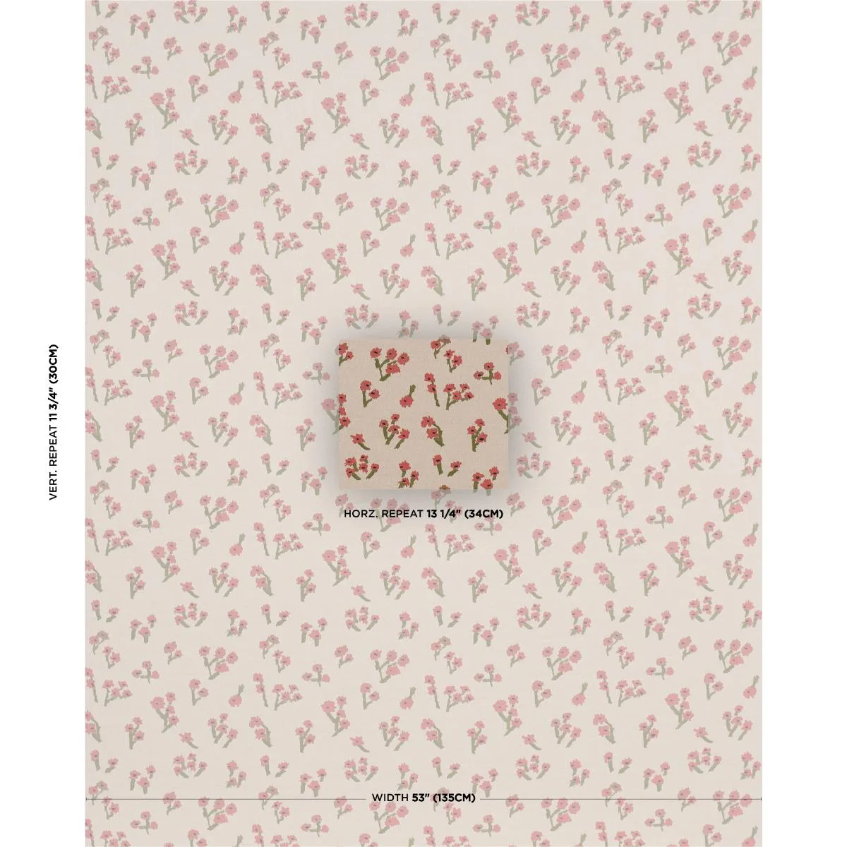 Schumacher 85890 Rosie Posy Woven Red fabric swatch