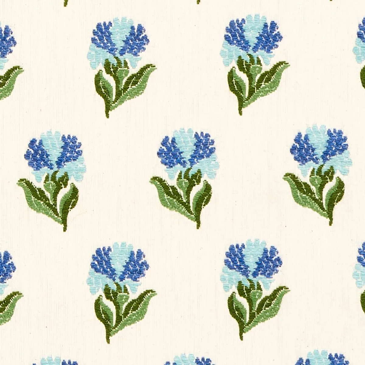 Schumacher 82631 Rosina Floral Cornflower fabric swatch