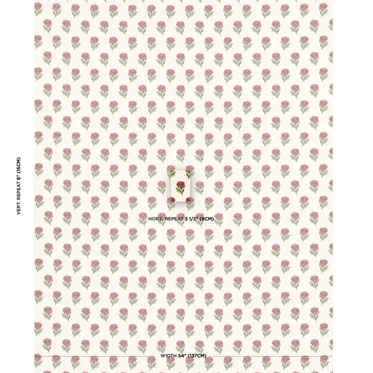 Schumacher 82630 Rosina Floral Garnet fabric swatch