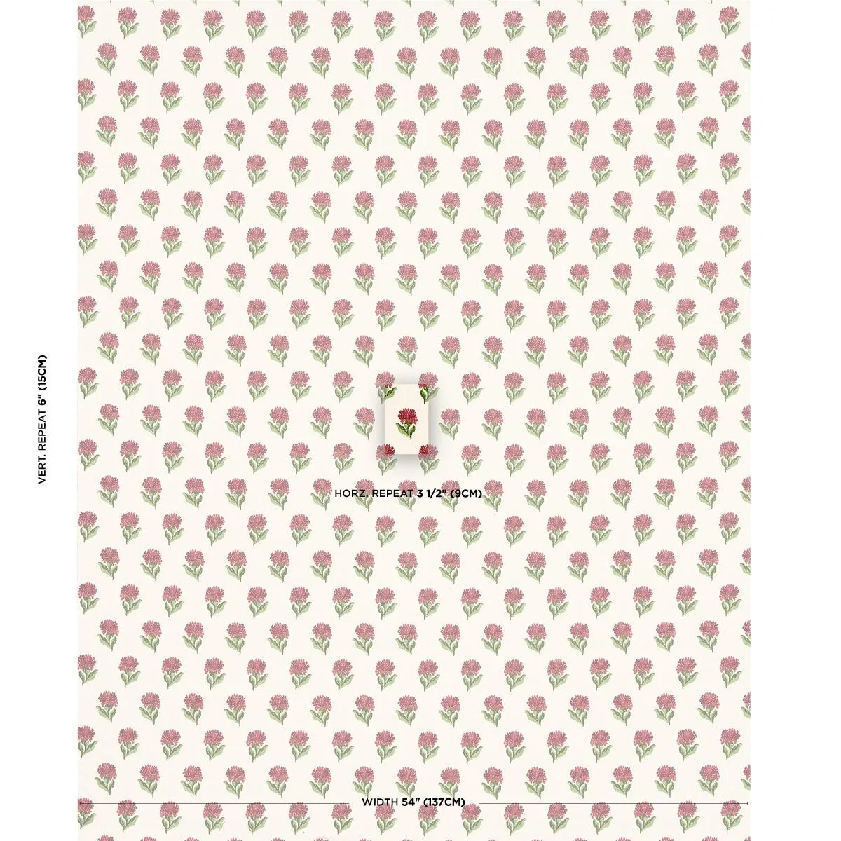 Schumacher 82630 Rosina Floral Garnet fabric swatch