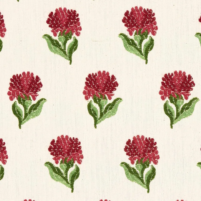 Schumacher 82630 Rosina Floral Garnet fabric swatch