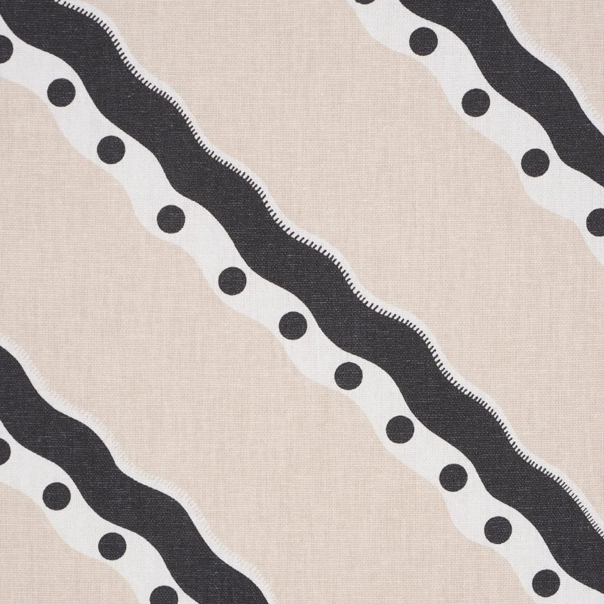 Schumacher 181910 Rousseau Stripe Black & Cream fabric swatch