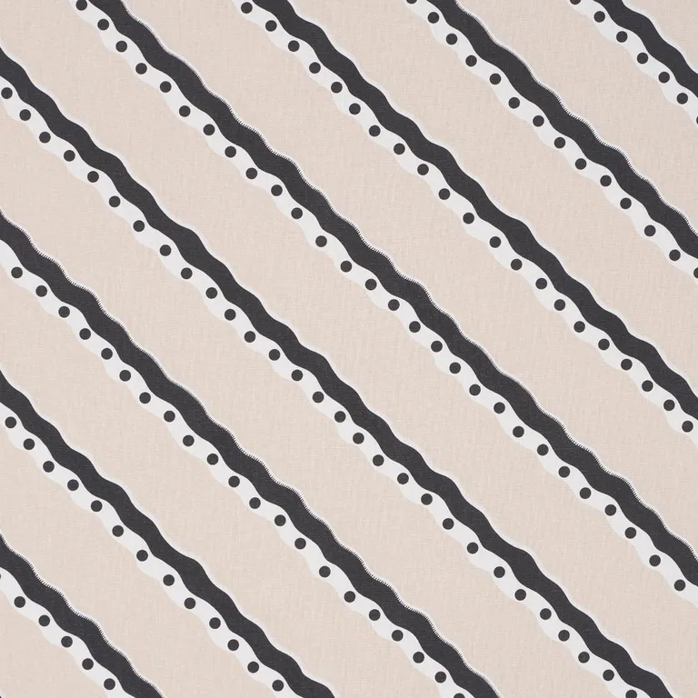 Schumacher 181910 Rousseau Stripe Black & Cream fabric swatch