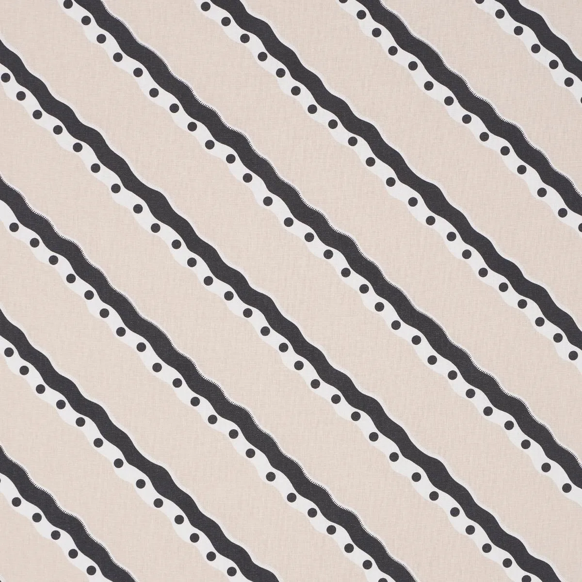 Schumacher 181910 Rousseau Stripe Black & Cream fabric swatch