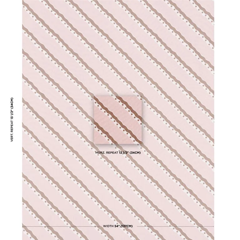 Schumacher 181912 Rousseau Stripe Cocoa & Blush fabric swatch