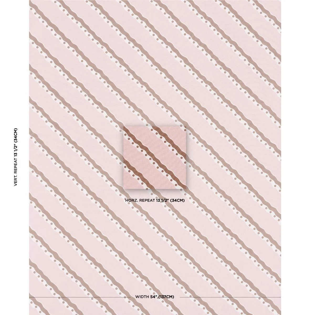 Schumacher 181912 Rousseau Stripe Cocoa & Blush fabric swatch