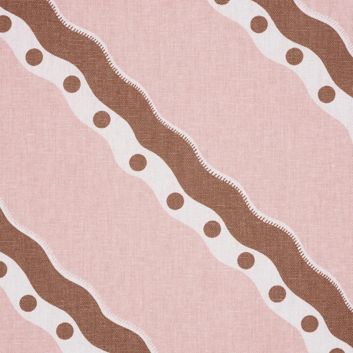 Schumacher 181912 Rousseau Stripe Cocoa & Blush fabric swatch