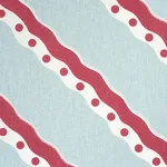 Schumacher 181911 Rousseau Stripe Rouge & Sky fabric swatch