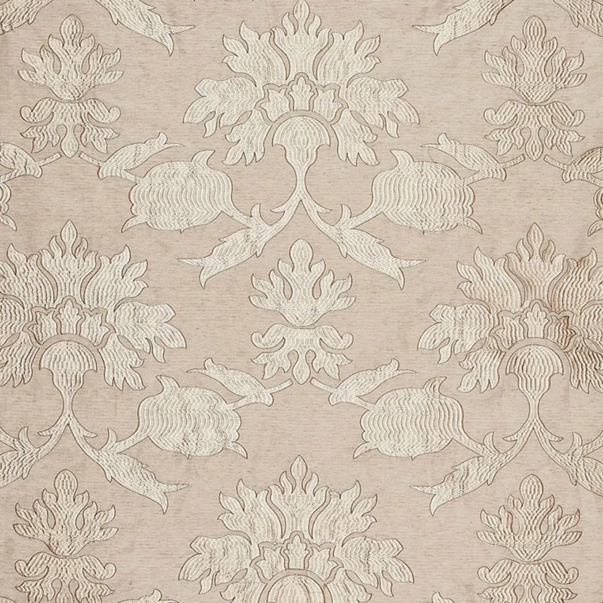 Schumacher 65290 Roussillon Embroidery Greige fabric swatch