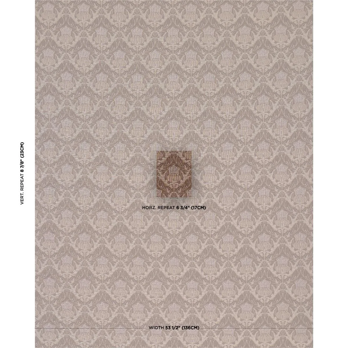 Schumacher 86632 Rowallan Trellis Bronze fabric swatch
