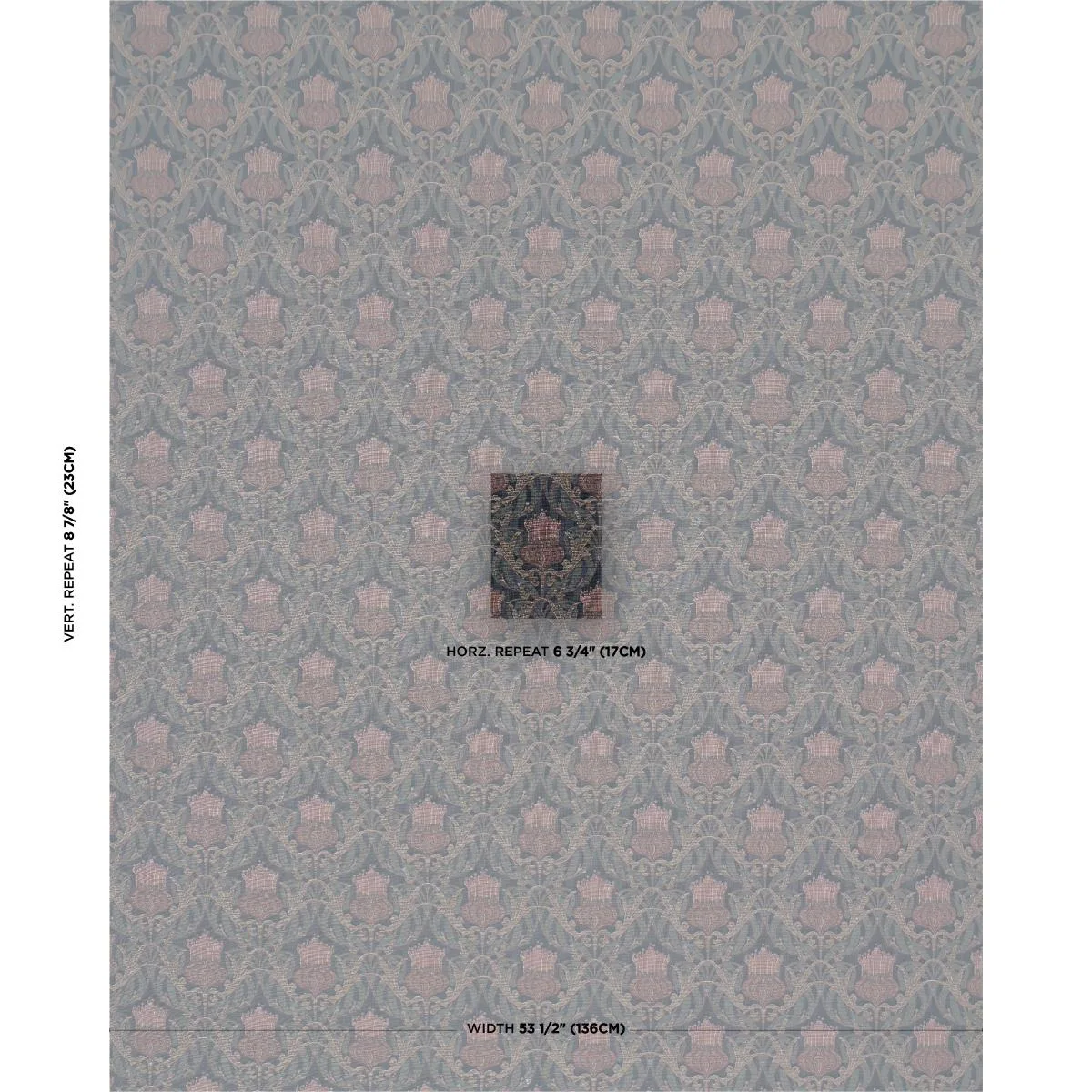 Schumacher 86631 Rowallan Trellis Midnight fabric swatch