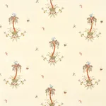Schumacher 22140 Royal Poinciana Hand Embroidery Multi On Creme fabric swatch