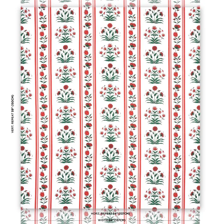 Schumacher 180671 Royal Poppy Stripe Red fabric swatch