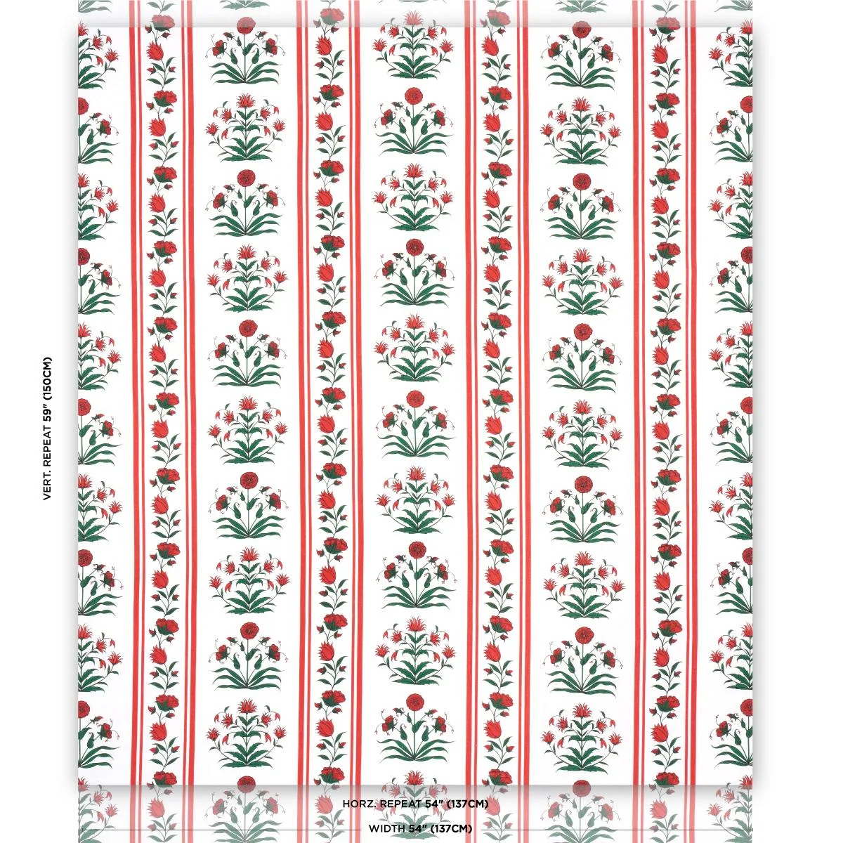Schumacher 180671 Royal Poppy Stripe Red fabric swatch
