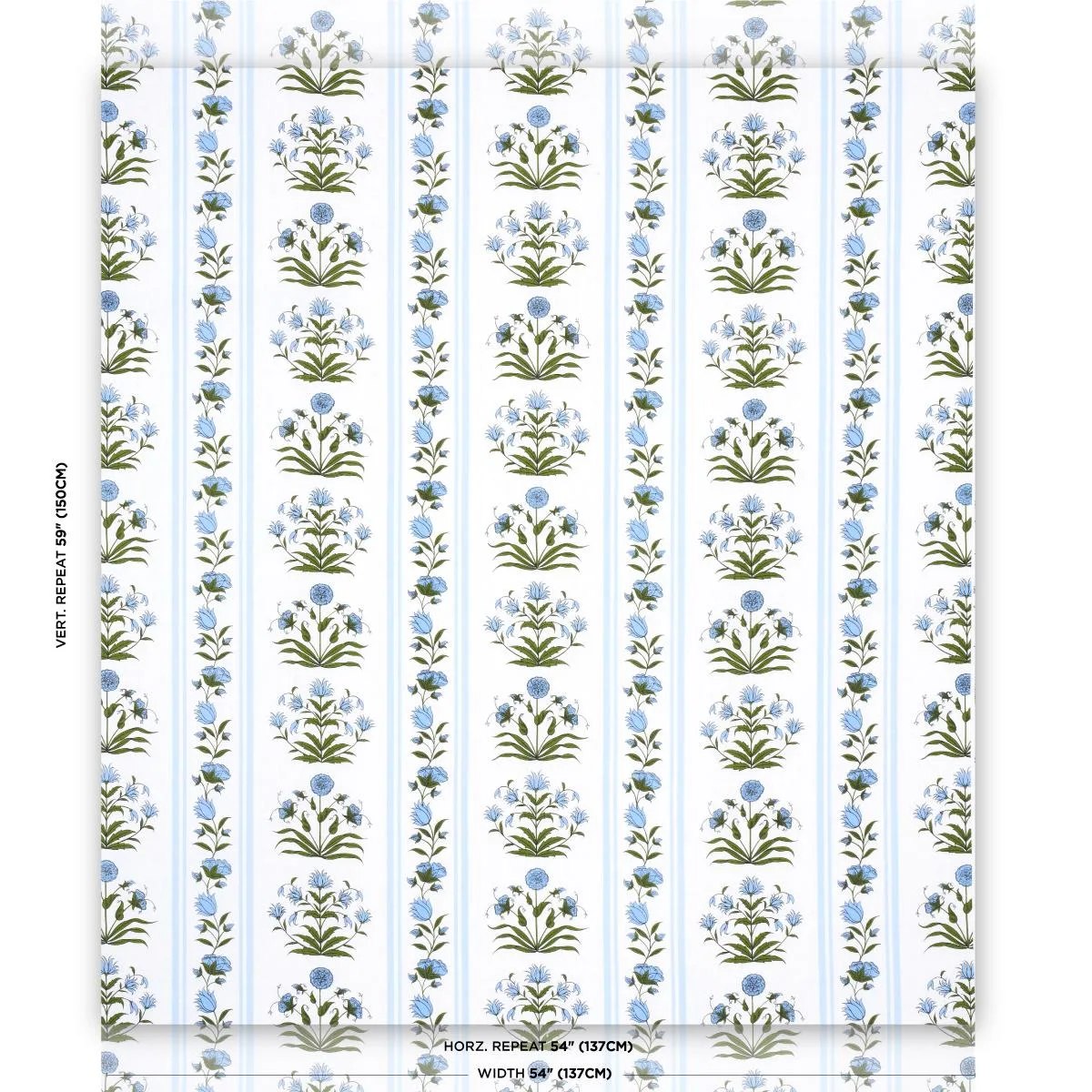 Schumacher 180670 Royal Poppy Stripe Sky fabric swatch