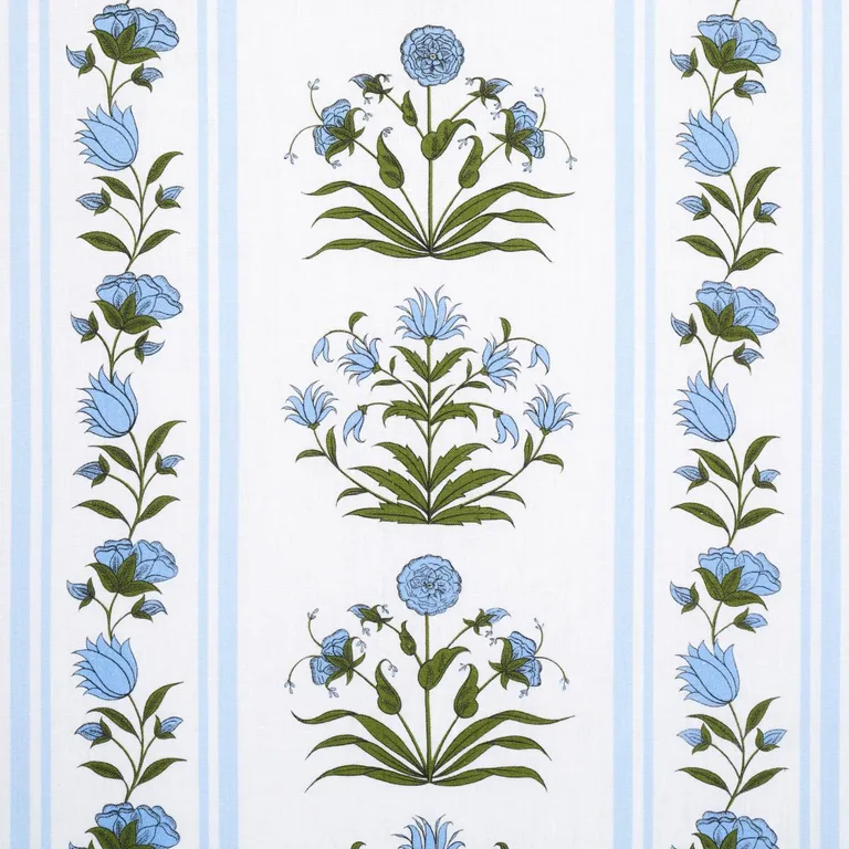 Schumacher 180670 Royal Poppy Stripe Sky fabric swatch