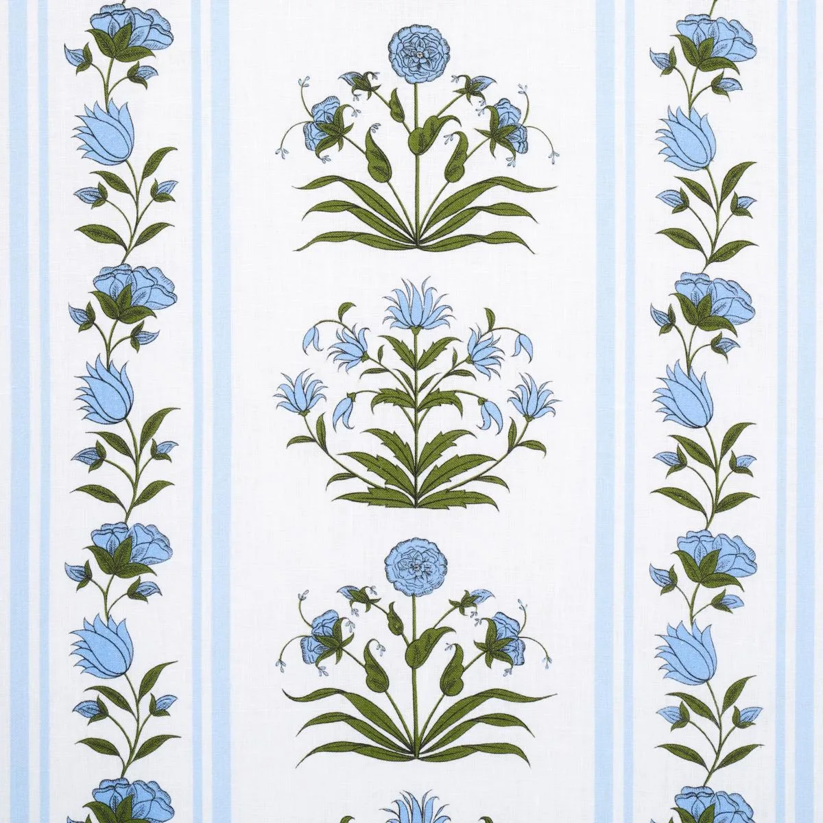 Schumacher 180670 Royal Poppy Stripe Sky fabric swatch