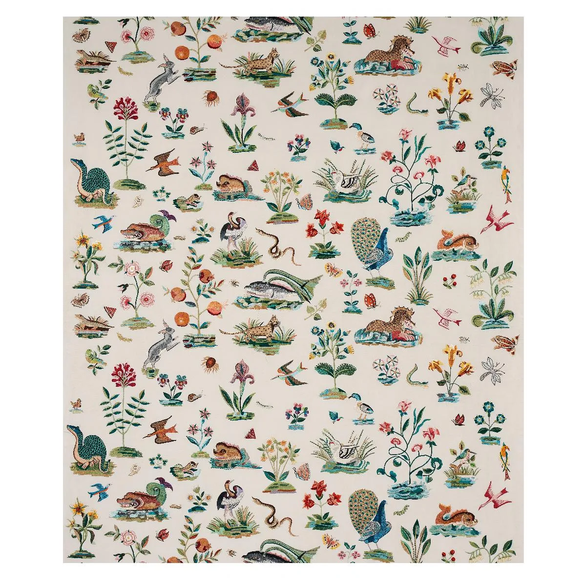Schumacher 79690 Royal Silk Embroidery Multi fabric swatch