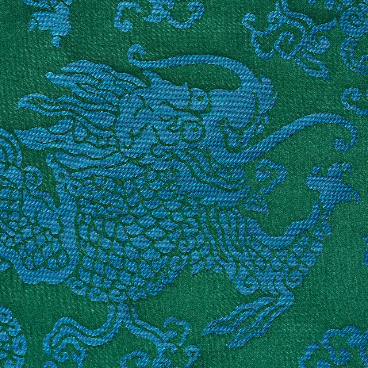 Schumacher 78100 Ruan Dragon Damask Emerald fabric swatch