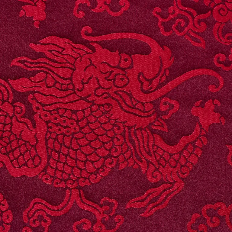 Schumacher 78101 Ruan Dragon Damask Garnet fabric swatch