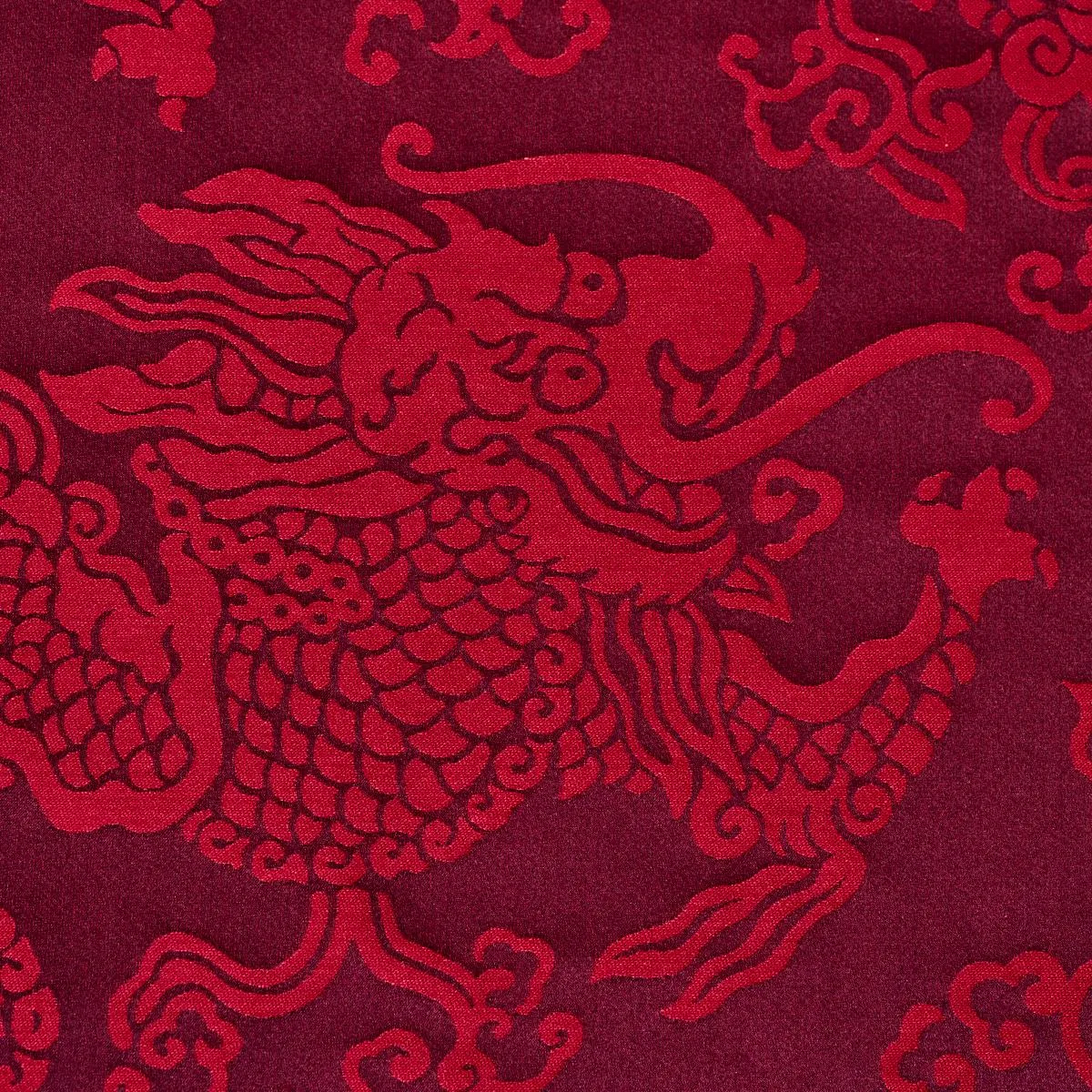 Schumacher 78101 Ruan Dragon Damask Garnet fabric swatch