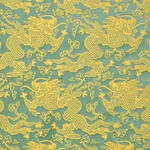 Schumacher 78102 Ruan Dragon Damask Gold fabric swatch