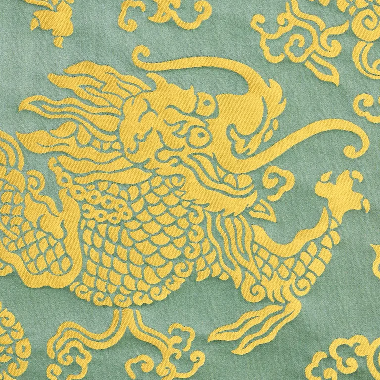 Schumacher 78102 Ruan Dragon Damask Gold fabric swatch