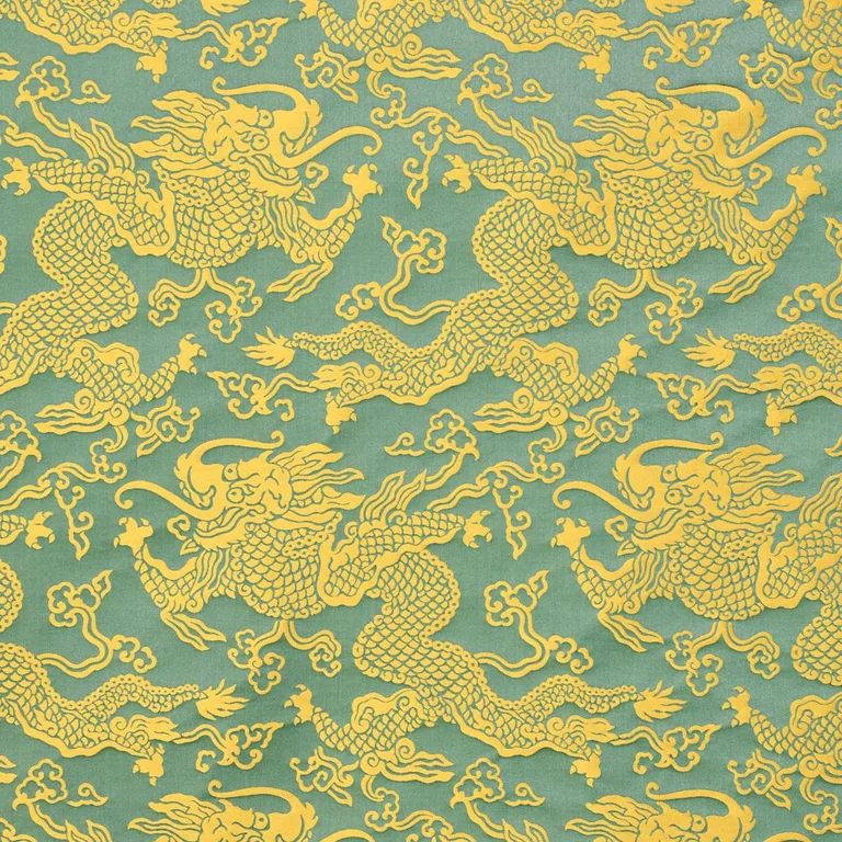 Schumacher 78102 Ruan Dragon Damask Gold fabric swatch