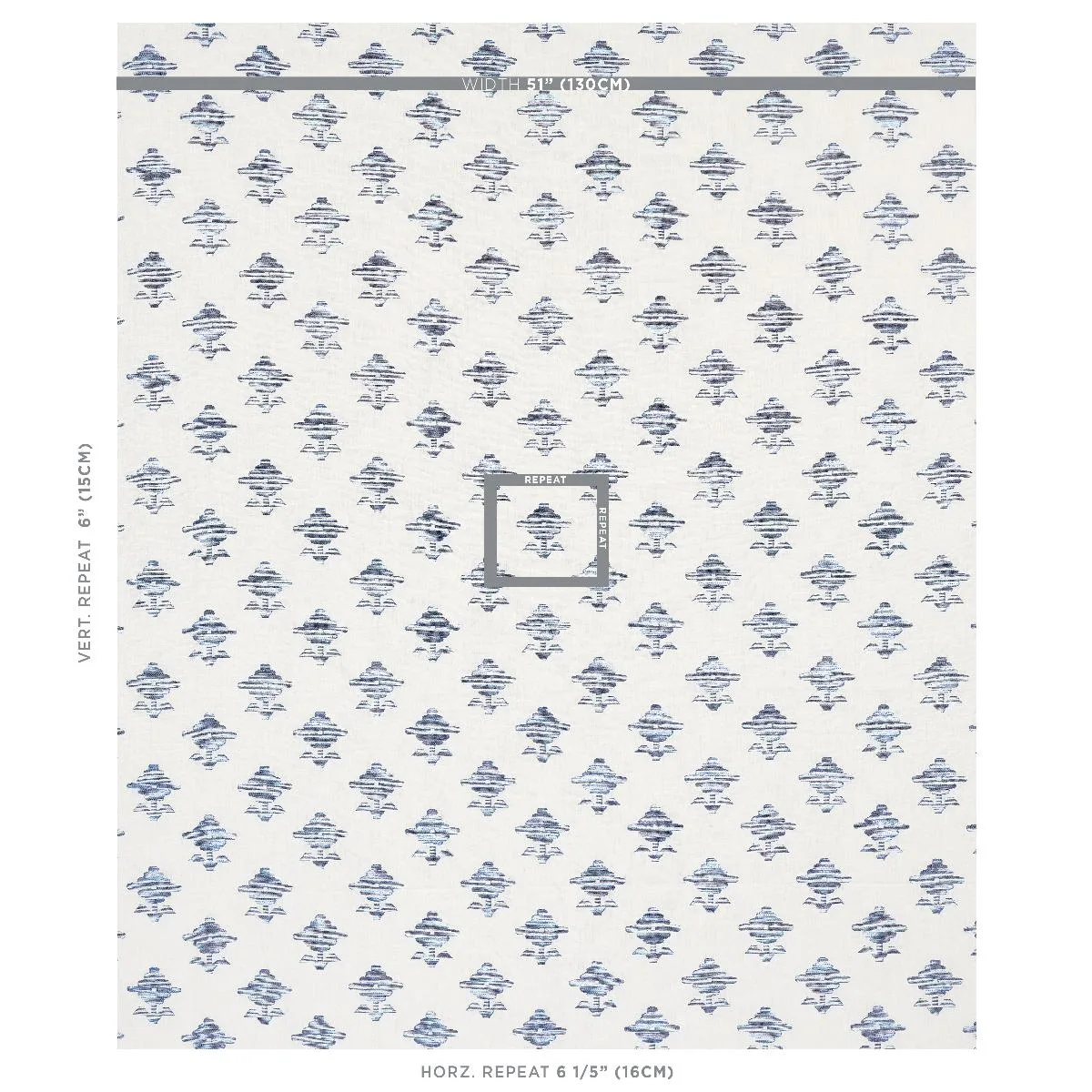 Schumacher 74163 Rubia Embroidery Blue fabric swatch