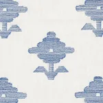 Schumacher 74163 Rubia Embroidery Blue fabric swatch
