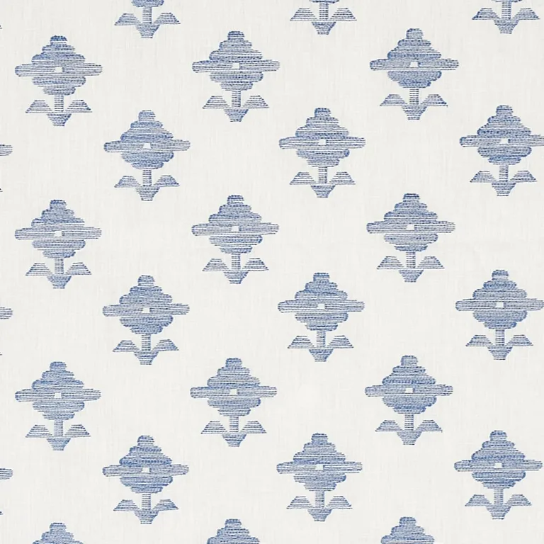 Schumacher 74163 Rubia Embroidery Blue fabric swatch