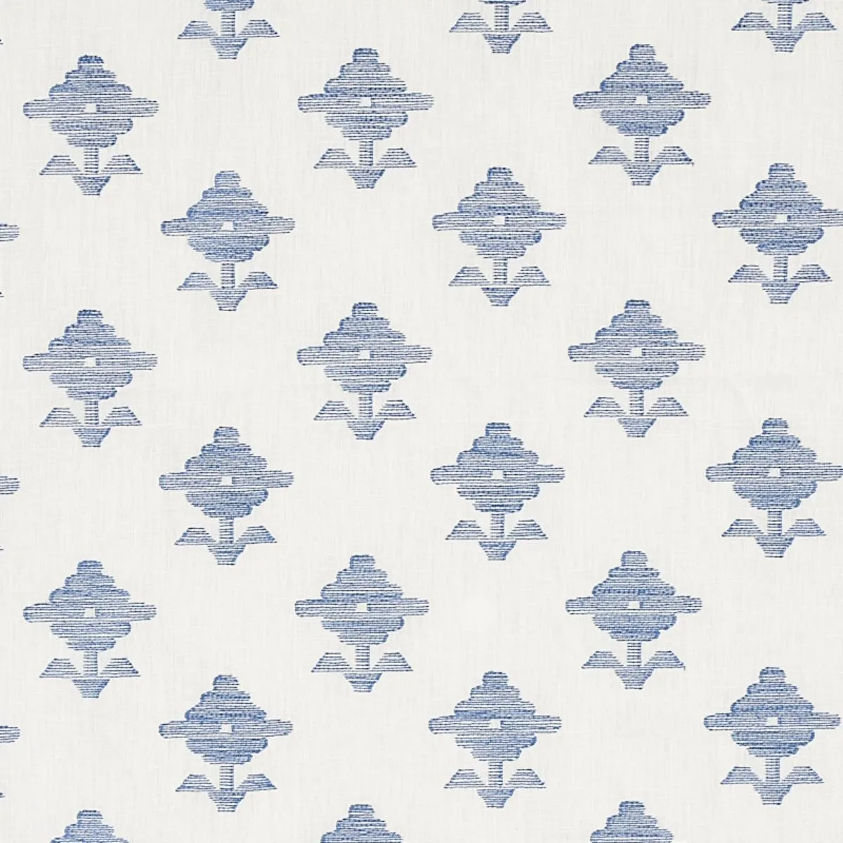 Schumacher 74163 Rubia Embroidery Blue fabric swatch